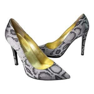 Stella McCartney Black and White Snake Print Heels